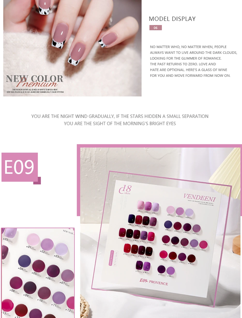 Vendeeni 18 Farben Reiner Farbgel-Nagellack-Set Semi-Permanenter UV-LED-Soak-Off-Gel-Lack Nagelkunst-Gel-Lack mit Display – Detail 16