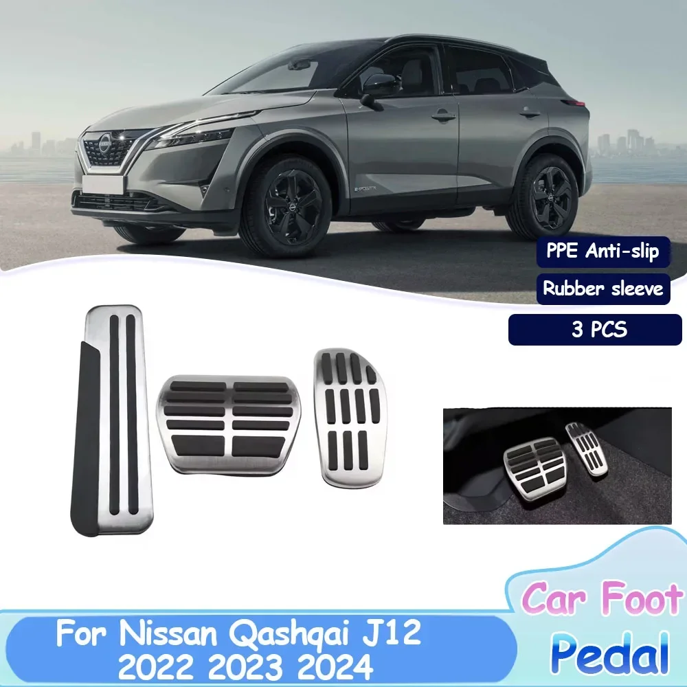 Car Foot Pedals For Nissan Qashqai J12 2022 2023 2024 High Quality Styling Non-slip Fuel Brake No Drilling Alloy Covers Parts