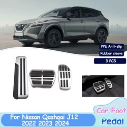 Car Foot Pedals For Nissan Qashqai J12 2022 2023 2024 High Quality Styling Non-slip Fuel Brake No Drilling Alloy Covers Parts