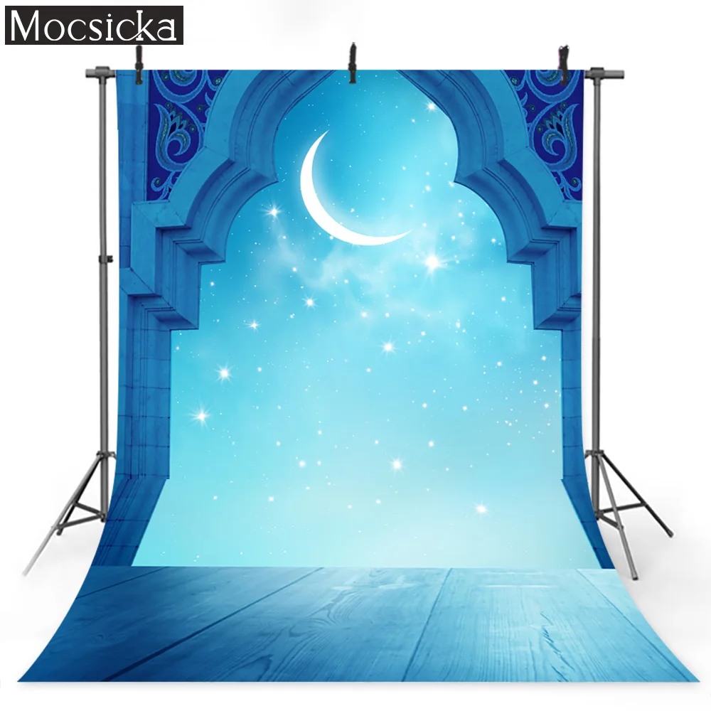 

MOCSICKA Pure Blue Moon Theme Backgrounds Photography Props Kids Princess Birthday Art Photo Decorative Backdrops