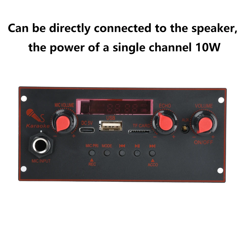 DC 3.7V-5V Singolo Canale BT 5.0 Scheda Amplificatore Audio 10W Scheda di Decodifica MP3 Supporto Registrazione FM con Telecomando