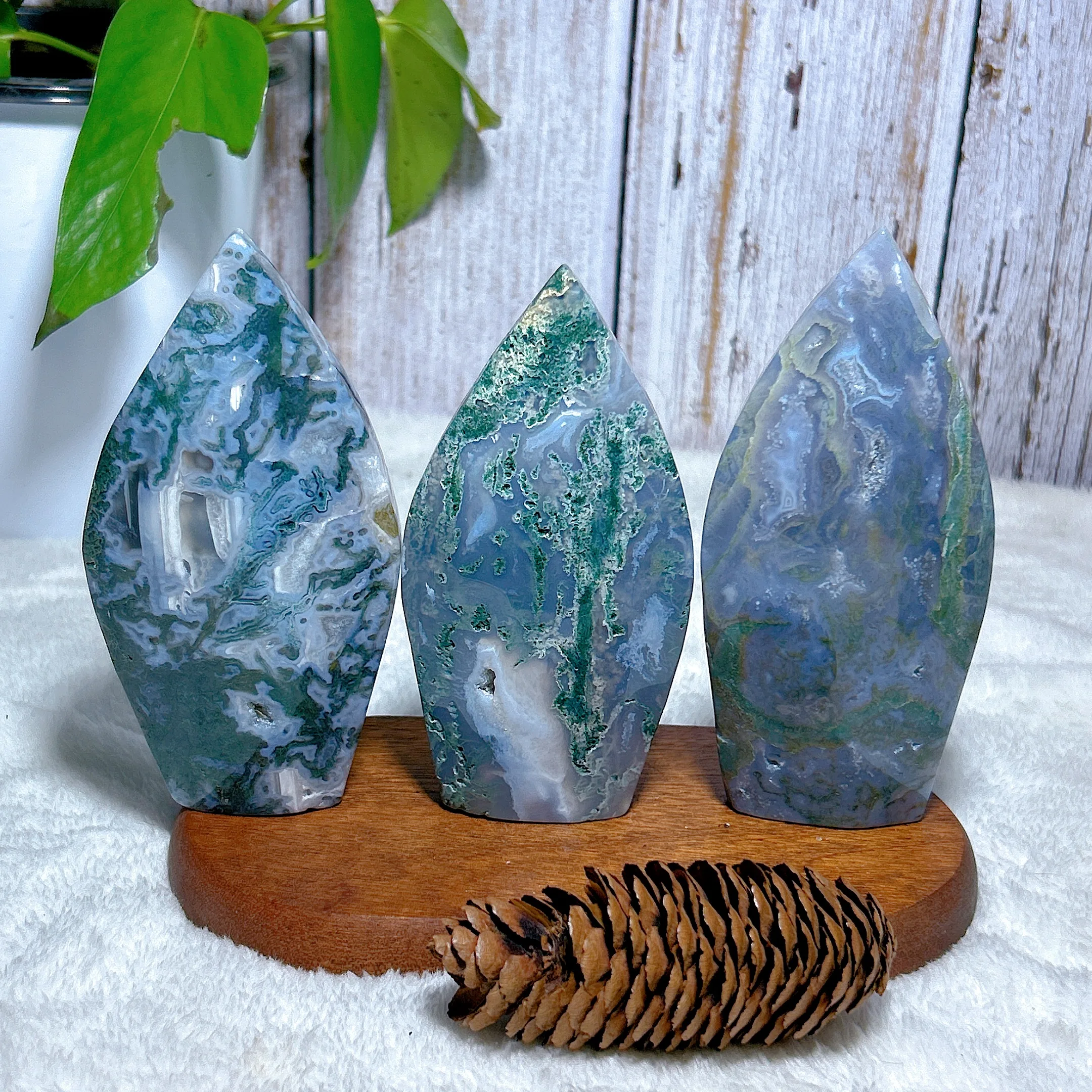 Natural Crystals Moss Agate Free Form Healing High Quality Reiki Home Decorations Mineral Energy Gift