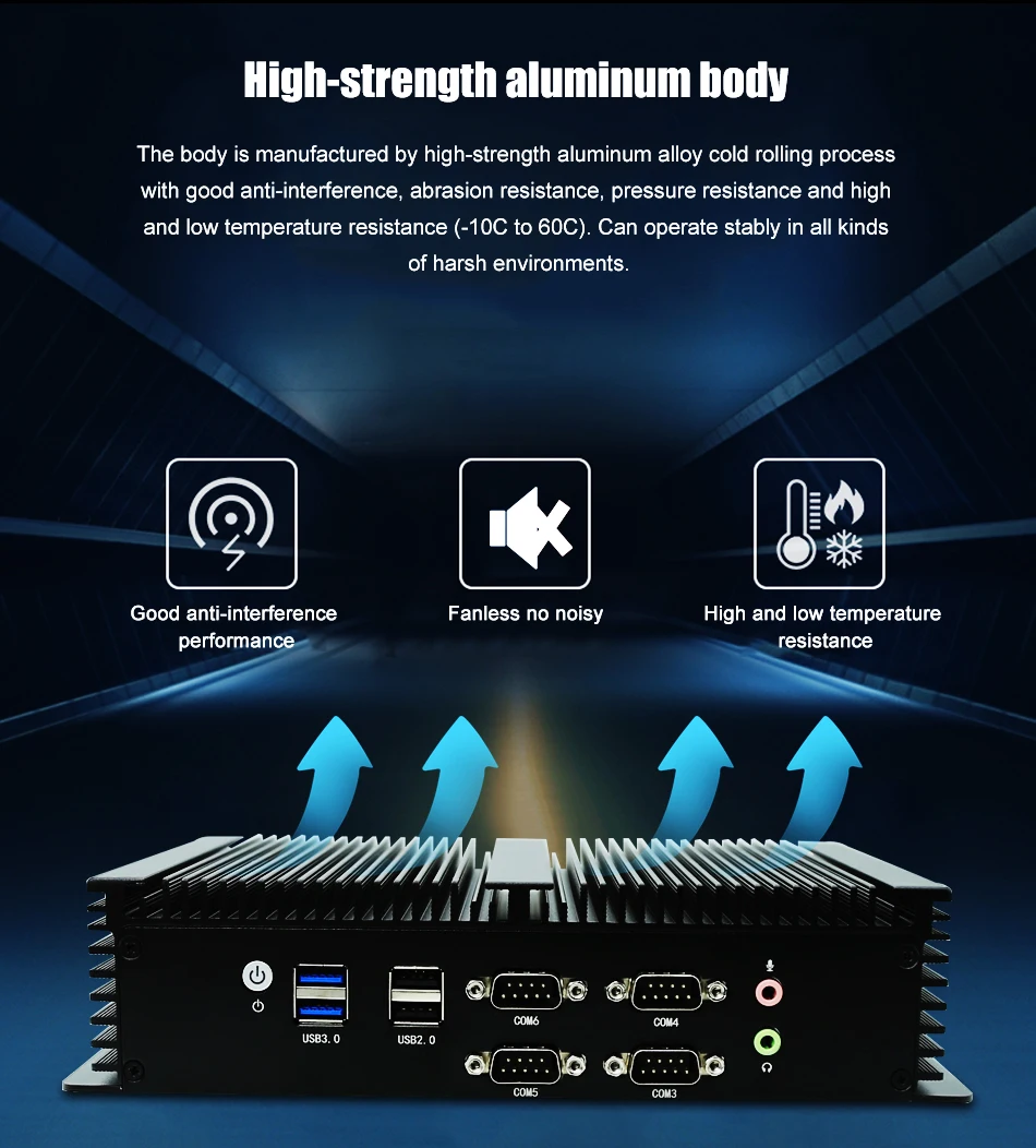 كمبيوتر صغير بدون مروحة Intel N100 Dual Lan HD VGA 6x منافذ COM التسلسلية كمبيوتر صناعي للأعمال للتحكم في الوصول إلى بوابة إنترنت الأشياء POS