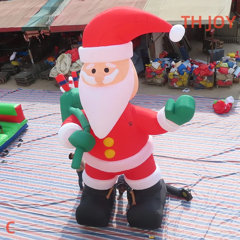 fast air ship to door, Christmas Man Inflatable Character Santa Claus, outdoor Advertising santa claus Inflatables with gift bag