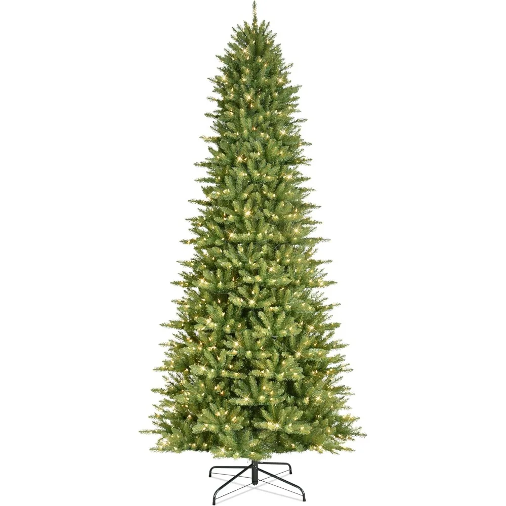 

Christmas Decoration, 9-foot Pre Lit Slender Fraser Fir Artificial Christmas Tree with 800 UL Certified Green Transparent Lights