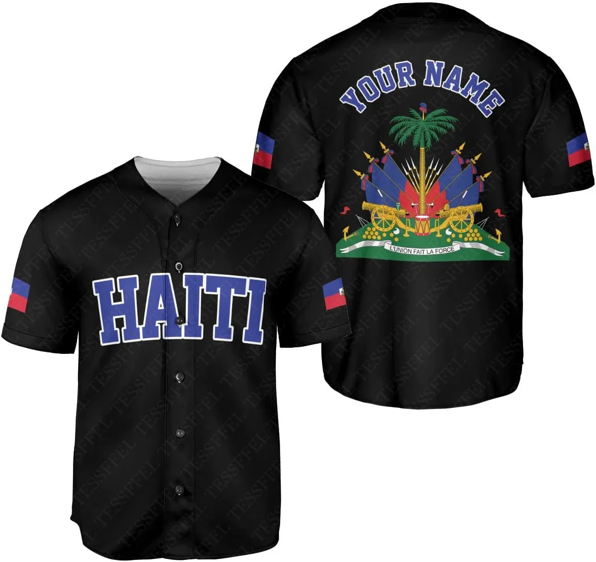 Custom Name Country Flag Haiti Tattoo Vintage Unisex Retro Baseball Jersey Shirts 3DPrint Summer Pullover Funny Short Sleeves A1