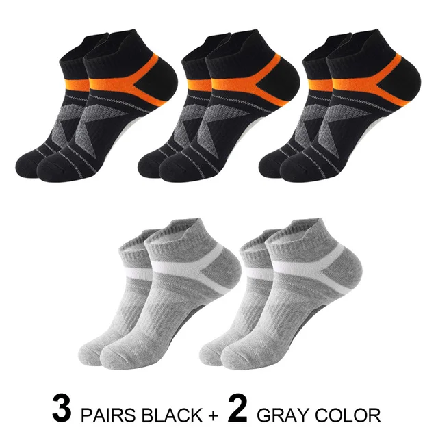 5 Paar hochwertige Socken für Herren, Sommer, Outdoor, lässig, Baumwollsocken, kurze, atmungsaktive schwarze Söckchen, Laufen, Sportsocken, Größe 38–45