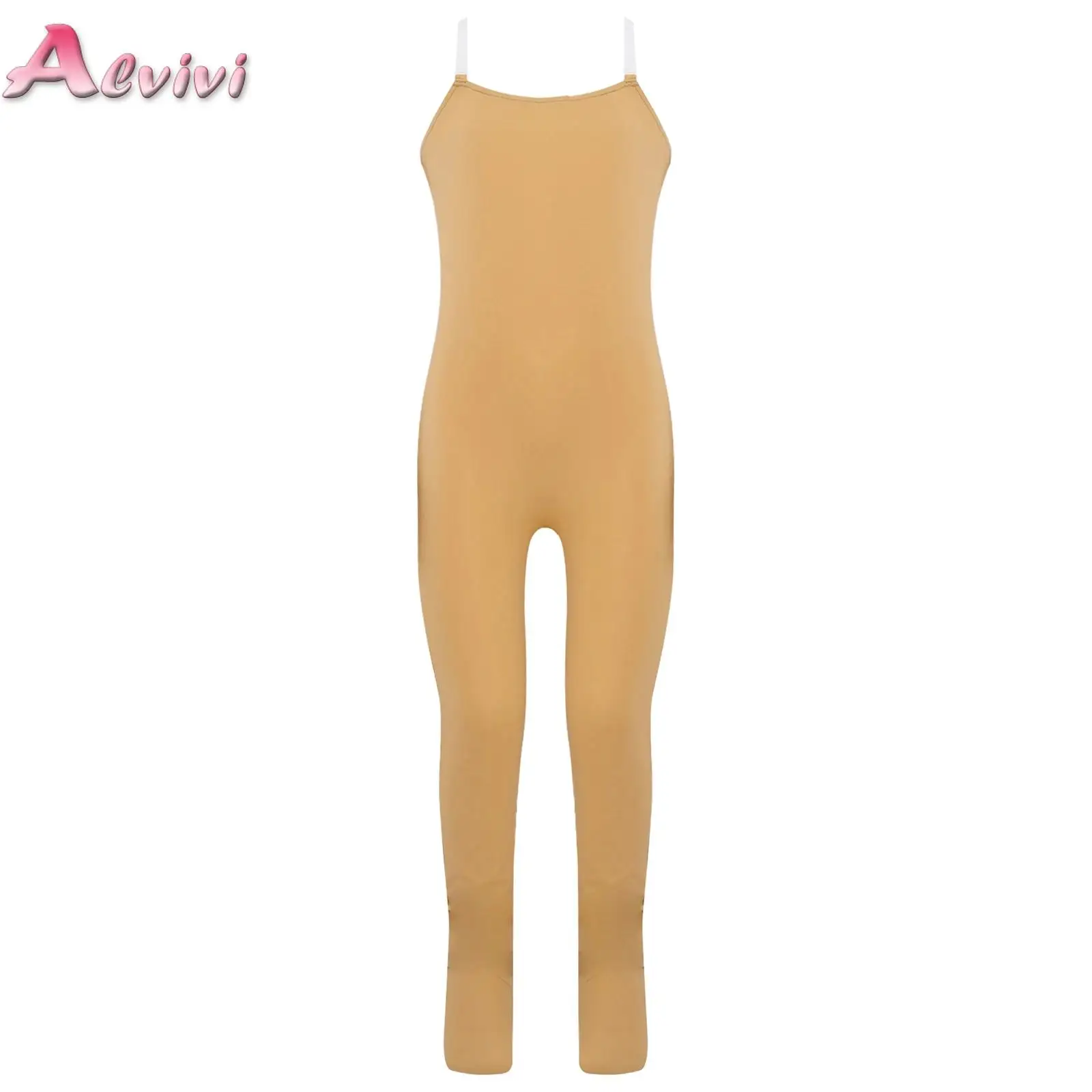 

Kids Girls Ballet Nude Full Body Dance Tights Leotard Stocking Adjustable Shoulder Strap Gymnastics Figure Skating Practice Wear