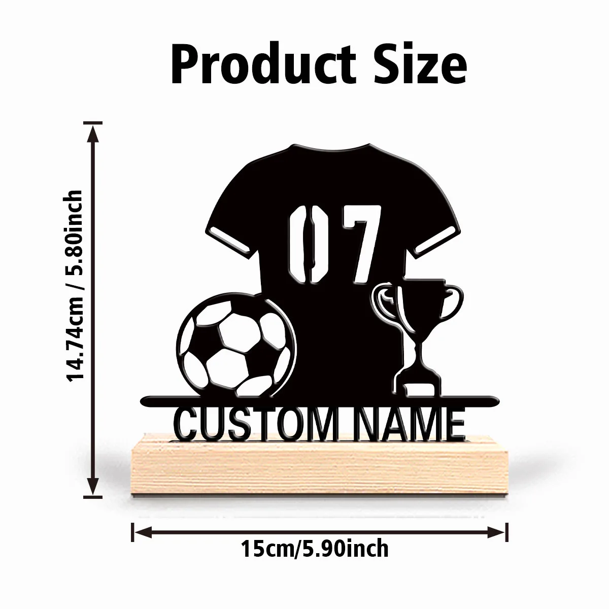 1pc Stylish Personalized Custom Football Jersey Championship Trophy Metal Statues Desktop Sculpture with Wooden Base Suitable
