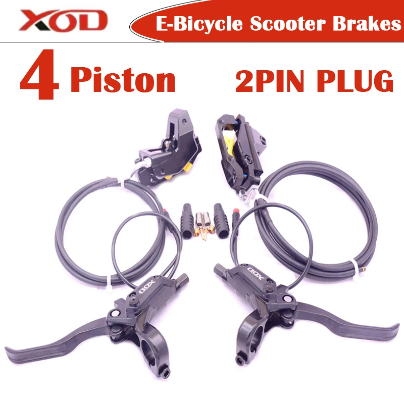 XOD Electric Bicycle Four piston Cut Off Power Brake Hydraulic Disc Brakes 2PIN waterproof plug DIY Motorized bicycle parts