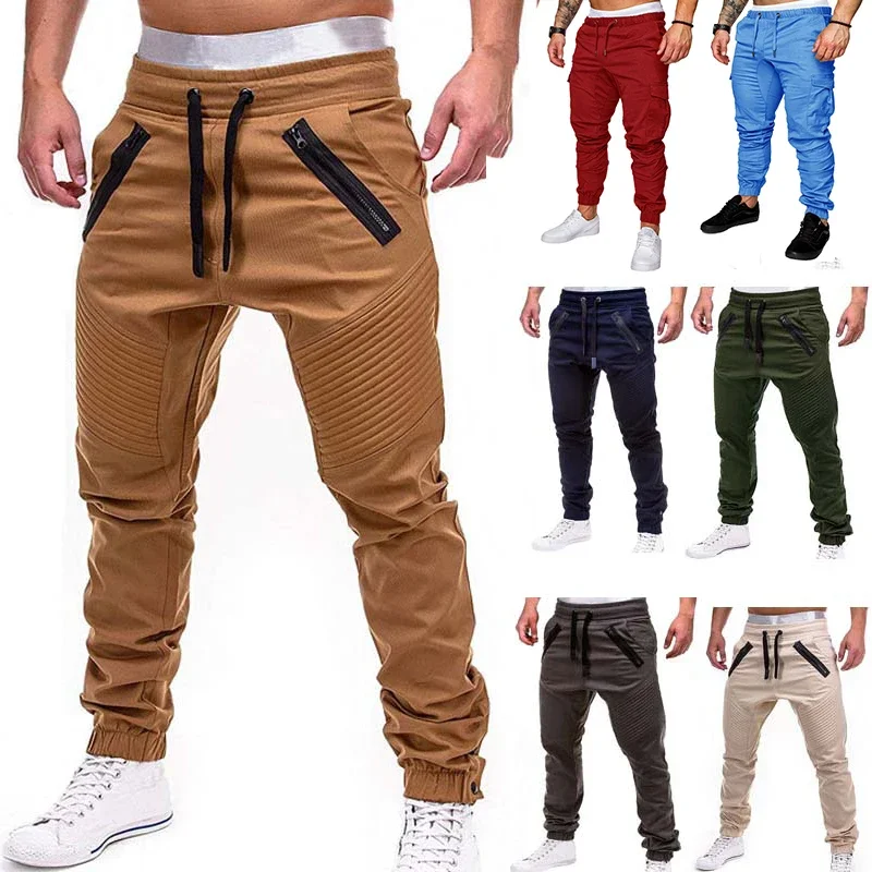 Men Casual Cargo Joggers Sweatpants Multi-pocket Trousers Hip Hop Sportswear