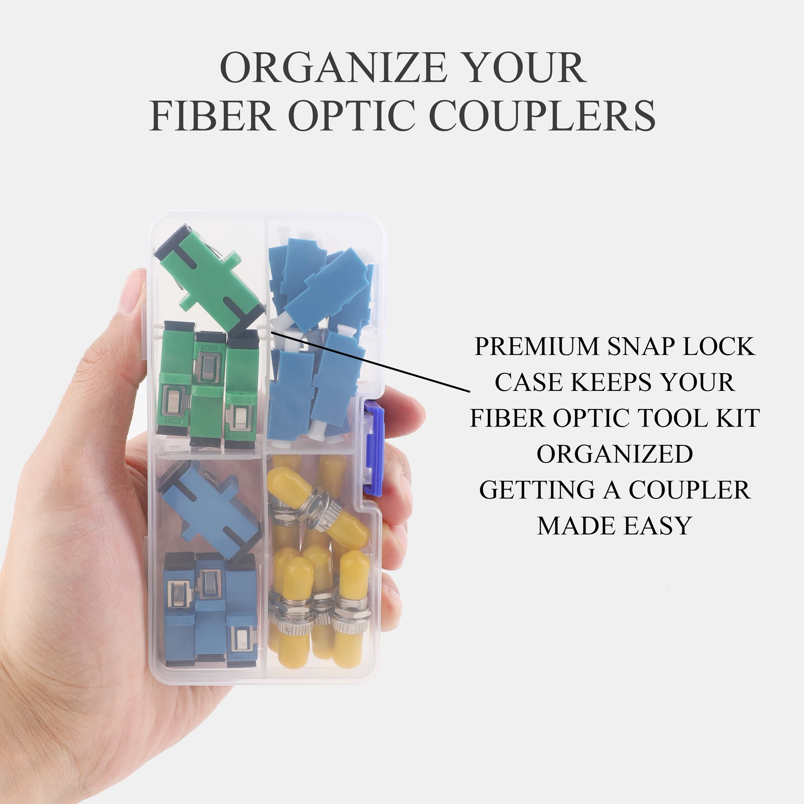 

28PCS Fiber Optic Coupler Kit, Fiber Adapter Kit for SC/APC SC/UPC ST LC, Converter Connector for FTTH System