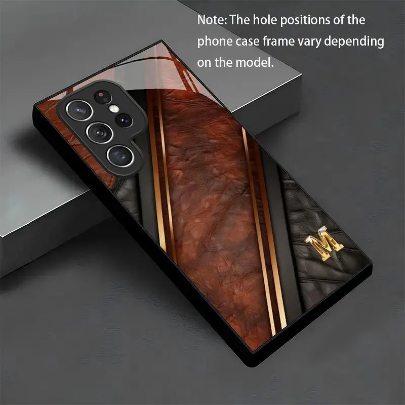 High-quality Brown Base Design Pattern TPU Glass Phone Case, Suitable for Samsung S26/S25/S24/S23/S22/S21/S20 and other models.