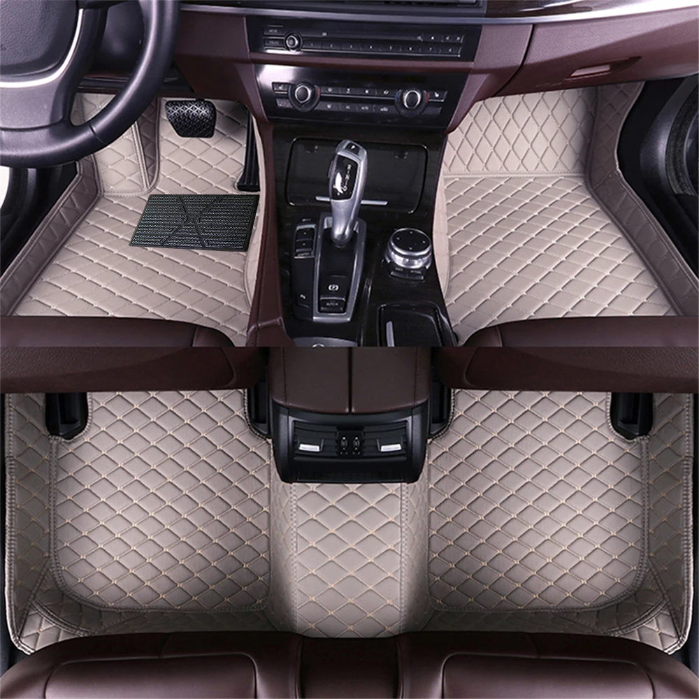 Car Floor Mats Carpet Compatible with Land Rover for Range Rover Evoque2012-2018 PU Leather Waterproof Floor Liner Full Set Grey