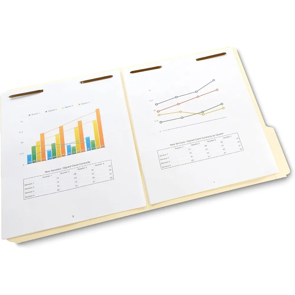 Manila File Folders with Fasteners, 1/3 Cut Tab, Letter Size, Expandable, 50 Pack