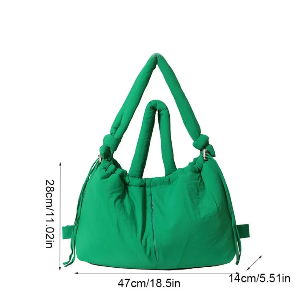 Bolso de mano con cordón de Color sólido, mochila acolchada de nailon de doble propósito con correa anudada, de gran capacidad, para ir de compras