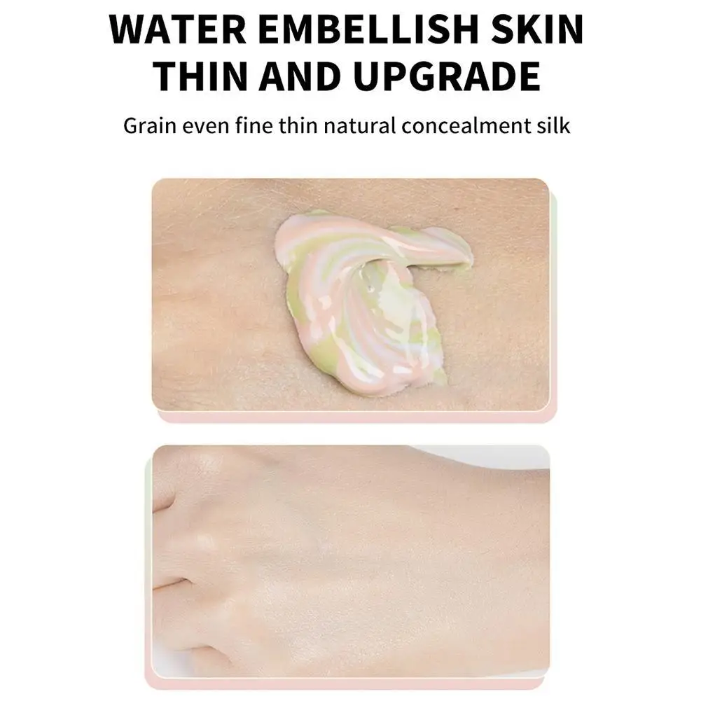 40g Face Makeup Primer Tri-color Cream Brighten Contour Color Isolation Waterproof Makeup Foundation Natural Makeup Base Cream