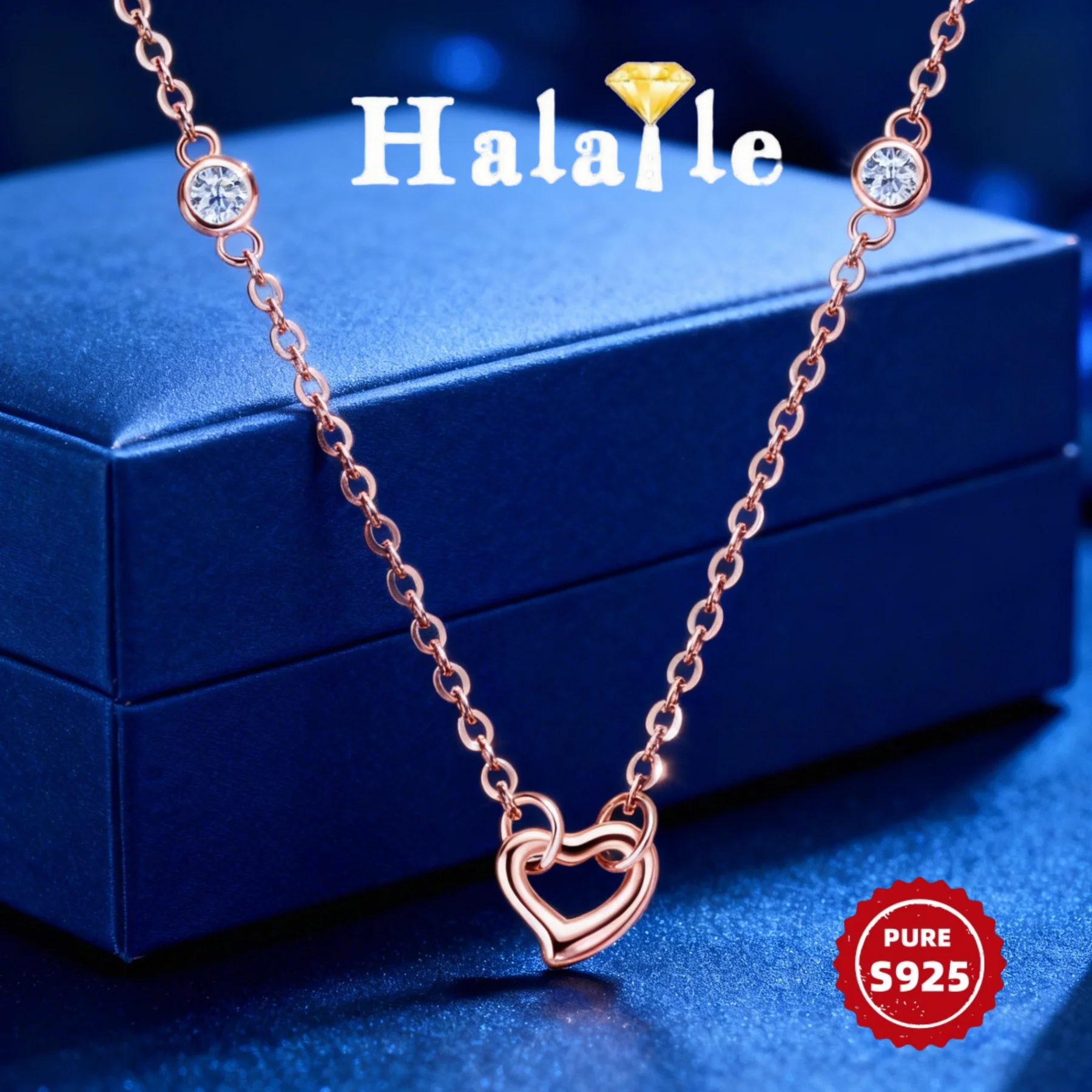 

Halaile 2 мм муассанит S925 стерлингового серебра полое сердце кулон ожерелье для женщин сверкающее модное легкое роскошное помолвочное ожерелье