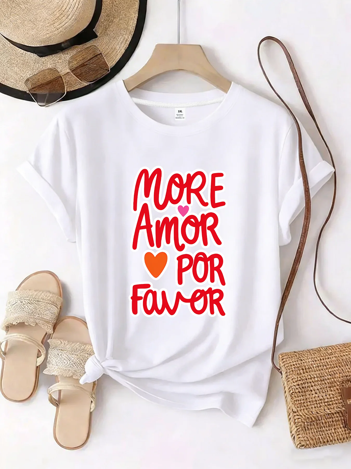 

【WZM10610】Trendy letter printed plus size women's round neck T-shirt summer casual short sleeved top street fashion versatile