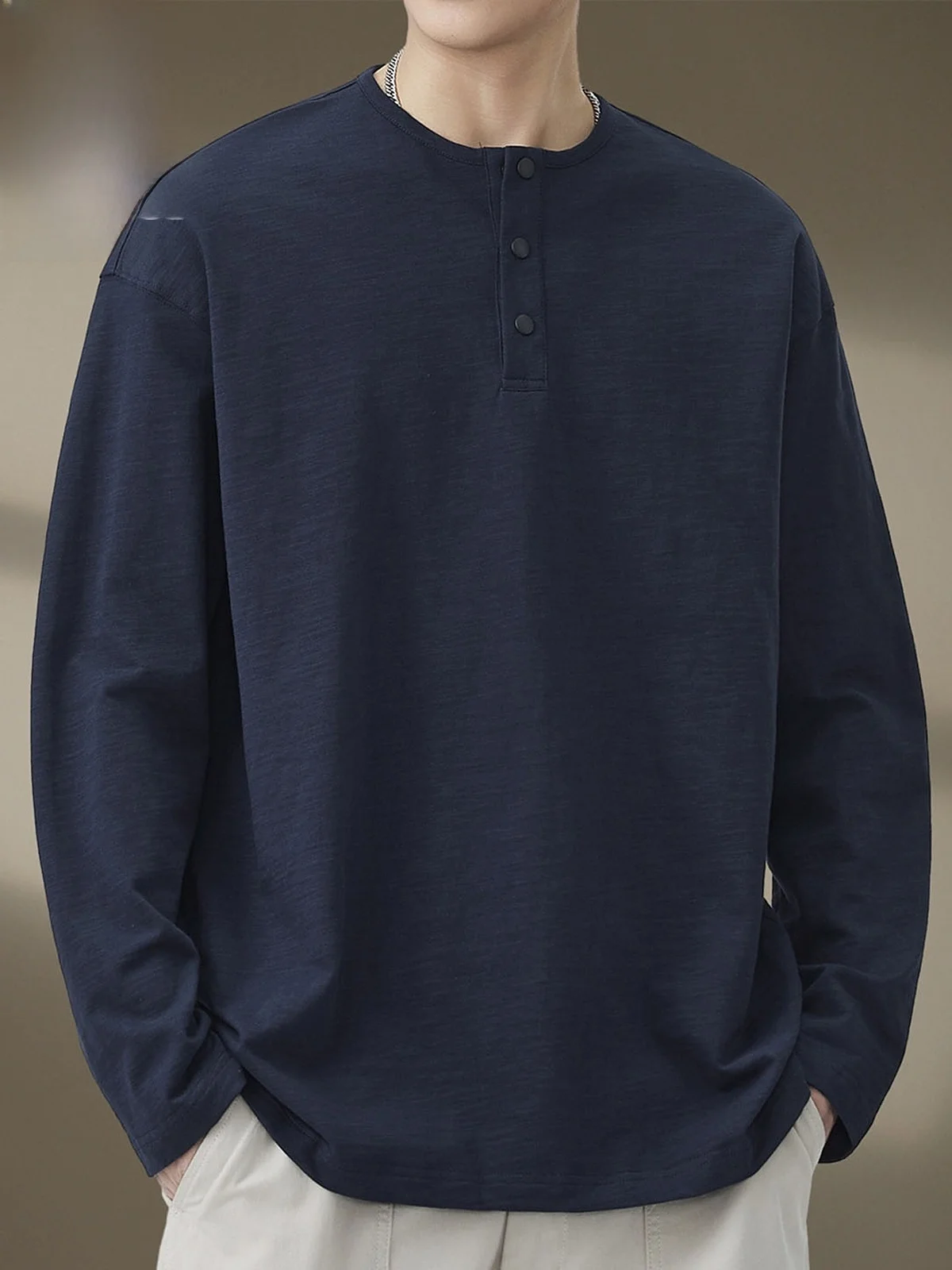 

Pure Cotton Long Sve T-irt Men's Spring New Loose round Ne Base irt Color Casual Comfortable Top