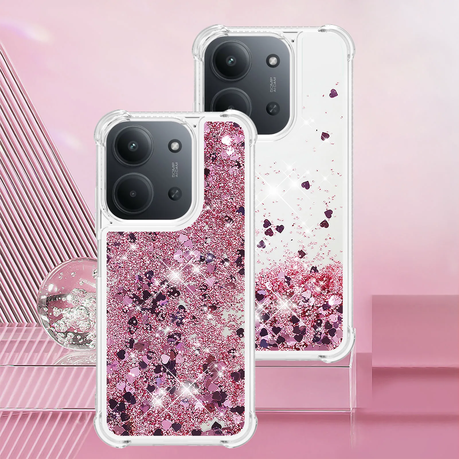 حافظة هاتف بلينغ سائل لامع رملية لهاتف Xiaomi 15C وسادة هوائية مقاومة للصدمات ومضادة للخدش وغطاء حماية لطيف للفتيات #2