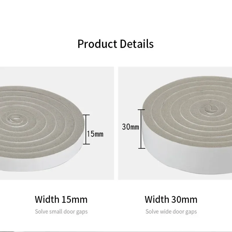 Tira meteorológica para ventana corredera portátil, cinta de sellado inferior de puerta de espuma insonorizada, autoadhesiva a prueba de polvo, Hardware para huecos de ventana, 2M