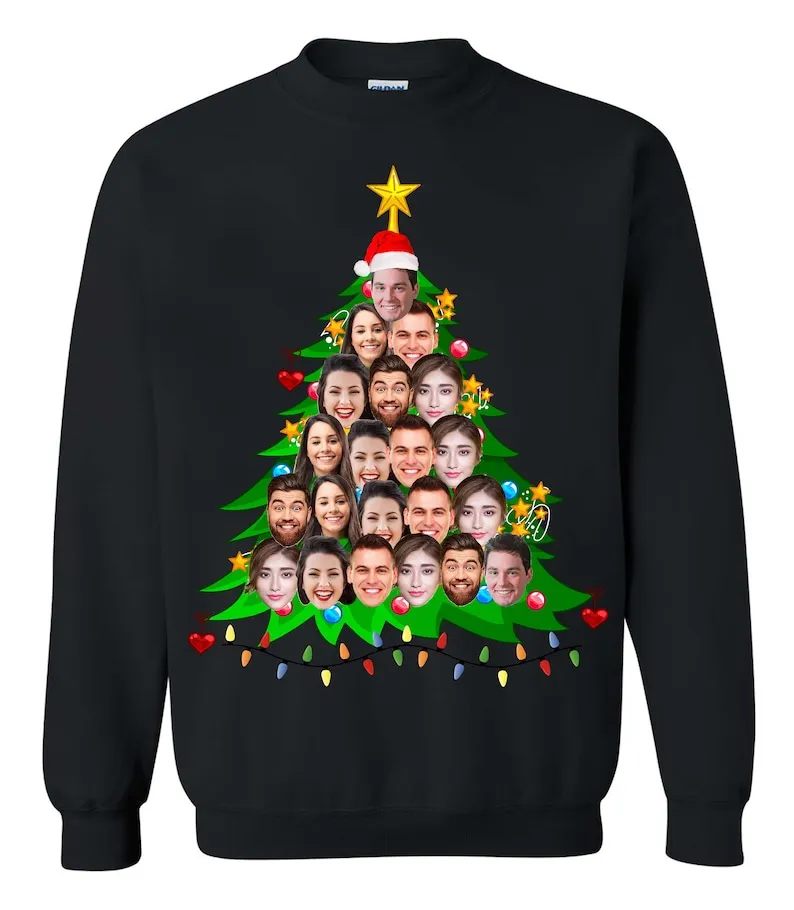 OFFICE PARTY Custom Face Funny Ugly Christmas Sweatshirt Custom Face Sweater Christmas Outfit -Work Party-Christmas Funny Hoody