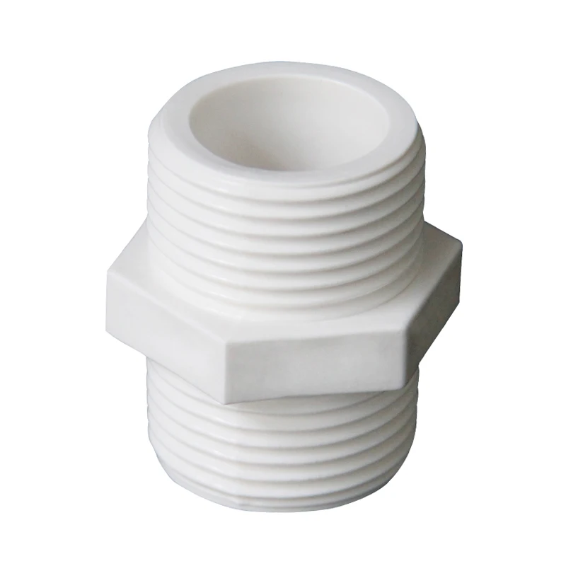 Raccord de tuyau UPVC droit à double filetage mâle BSP 1/2" 3/4" 1" 1-1/4" 1-1/2" 2" 20/25/32/40/50/