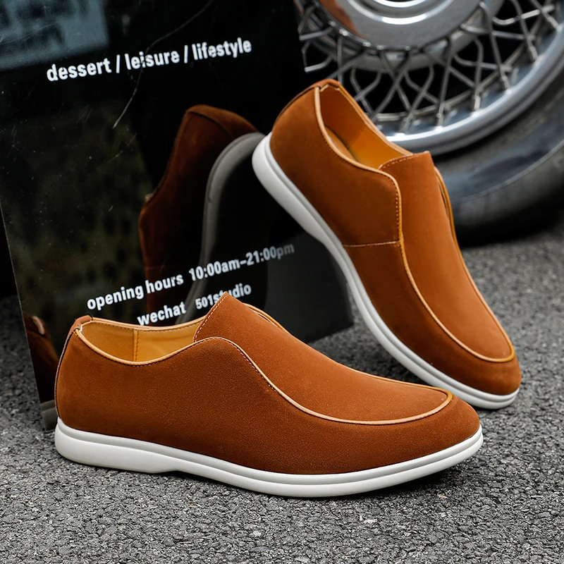 

Men's Suede Casual Shoes Social PU Leather Driving Shoes Luxury Brand Soft Leather Loafers Shoeless lightweight Casual Loafers