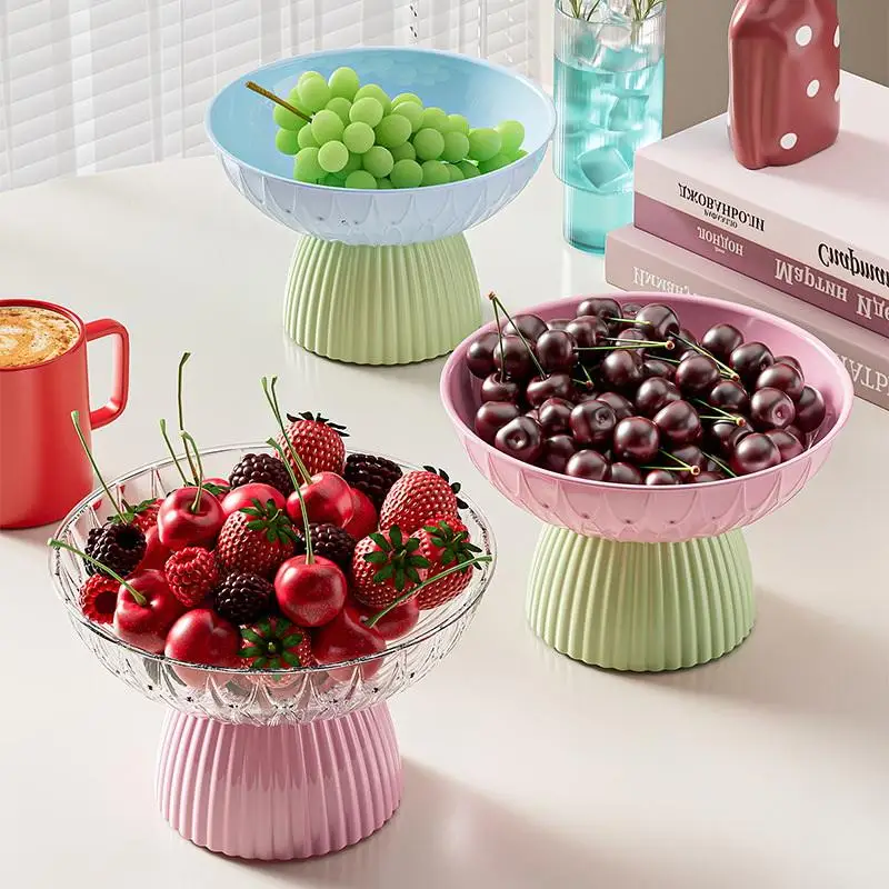 Hygienic Tabletop Organizer And Decorative Centerpiece Elegant Large Washable Fruit Bowl With Pedestal - Chic,