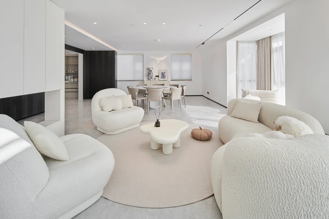 Sanhai الحد الأدنى نمط التصميم الداخلي منزل الأحلام خطة أرضية 3D ماكس تقديم تخطيط رسم غرفة المعيشة شقة رائعة