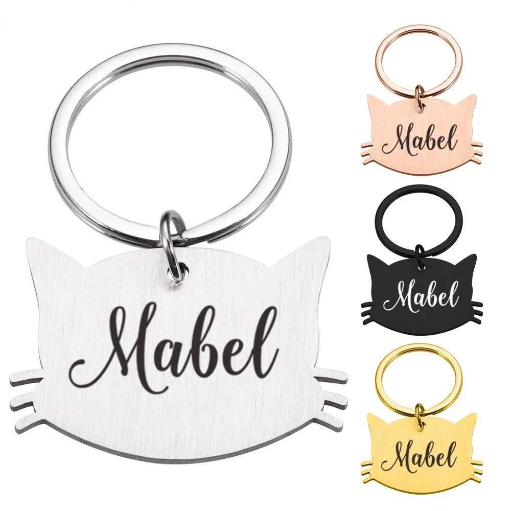 Personalized Plate Pet Tag Cat Dogs Collar Accessories Medal Free Engraving Kitten Puppy Name Engraved Lettering Cat face Badge