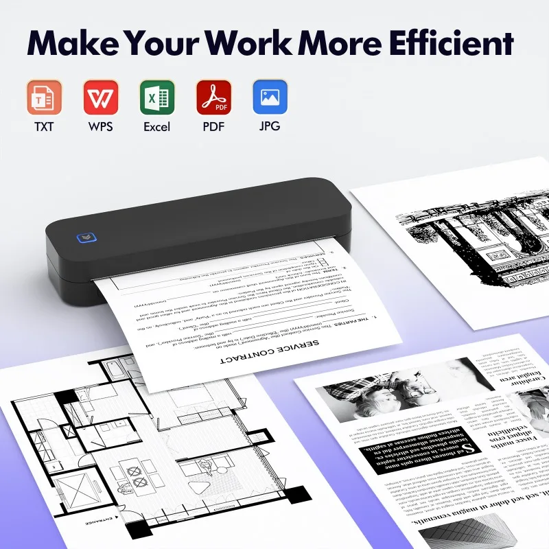 D80 new small portable a4 printer, Bluetooth inkless office, file thermal printer export a4