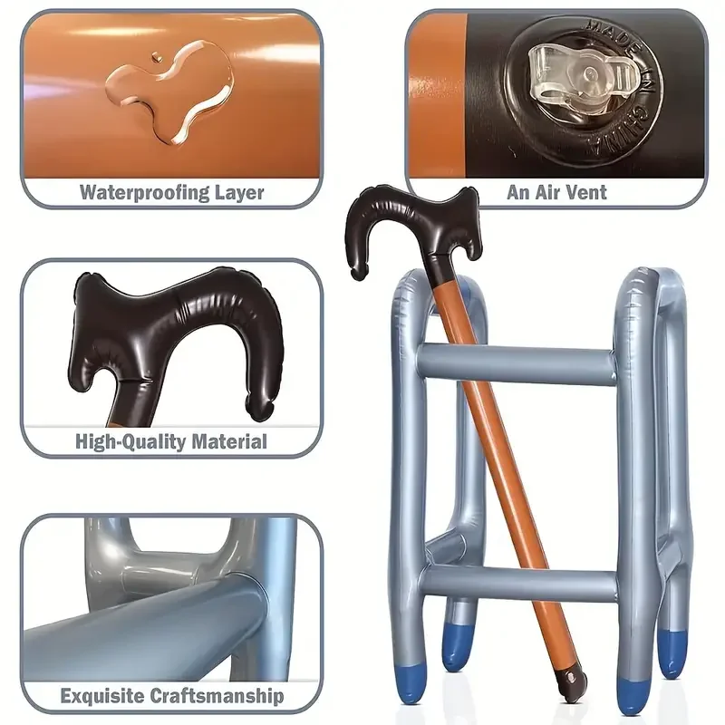 Muleta inflable para caminar, accesorios de Halloween y Navidad para discapacitados, pasamanos y Marcos simulados para caminar