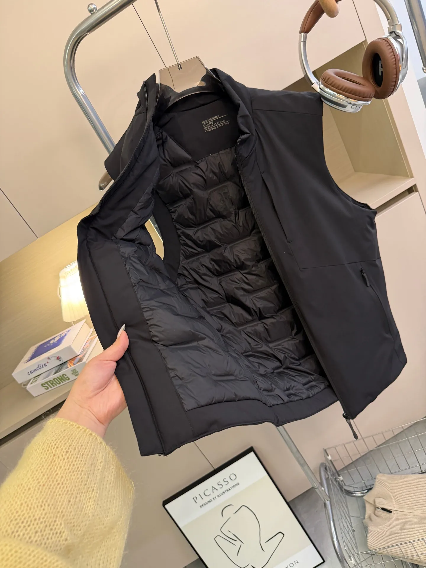 

Мужской уличный пуховый жилет New Winter Fashion Ci свободного кроя из полиэфирного волокна, однотонный, на молнии, с воротником-стойкой