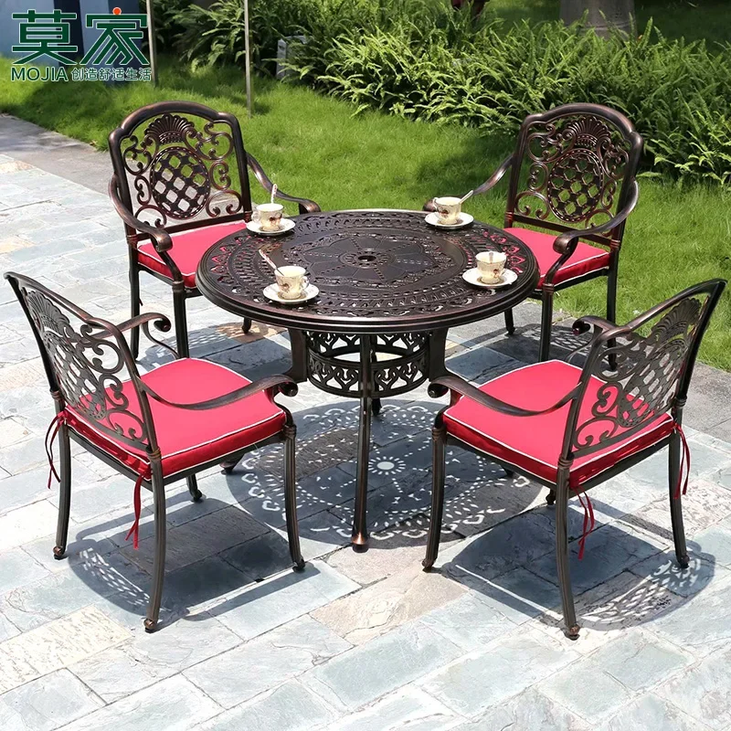 courtyard garden balcony furniture wrought iron outdoor five-piece set cast aluminum tables