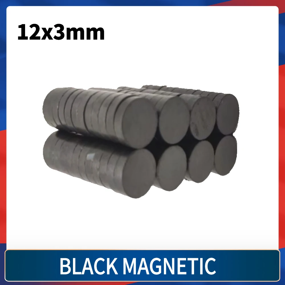 

12x3 черные магниты круглый ферритовый магнит сильный магнитный высокопрочный холодильник DIY черный ферритовый магнит патч 12x3 мм