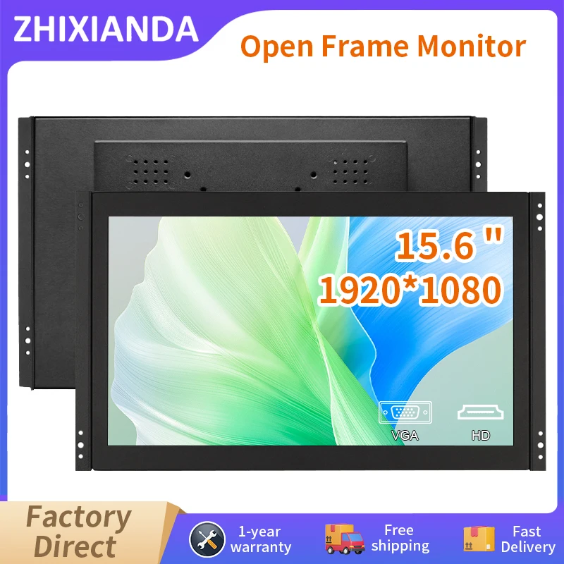 15.6 inch 1920*1080 Widescreen Industrial Open Frame Monitor Embedded Capacitive/Resistive Touch Screen Display With VGA HDMI