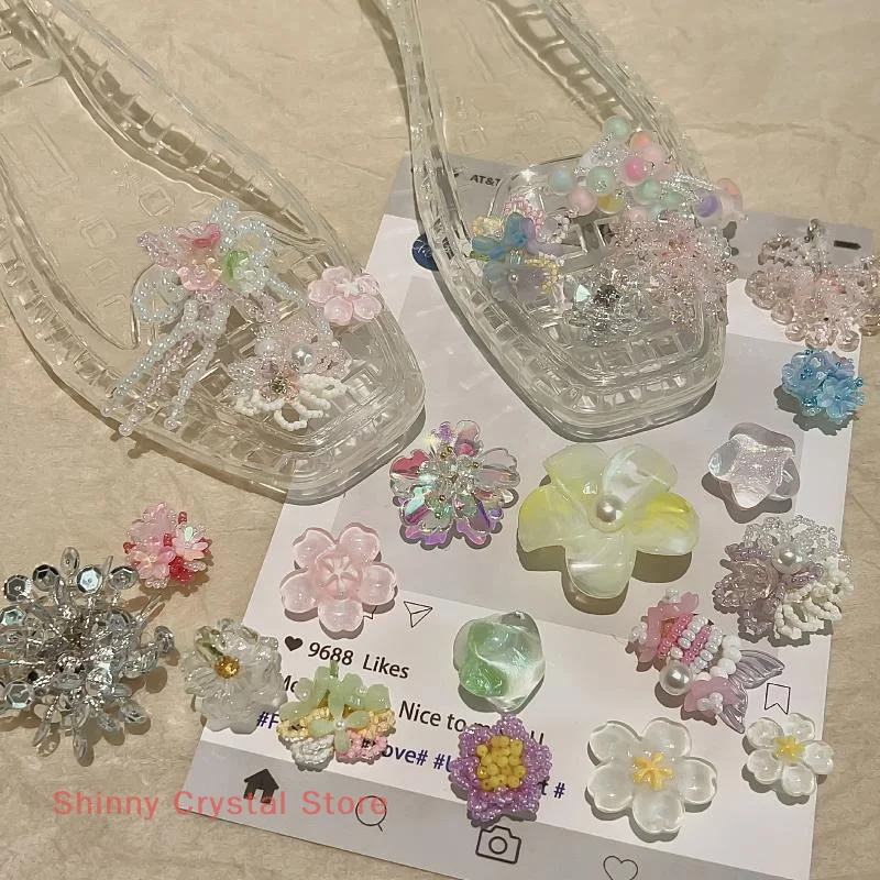 ドーパミンによるビーズ付きゼリーシューズデコレーション、手作りのカラフルなバックル、フラワースリッパ、DIYファッションアクセサリー、女の子へのギフト