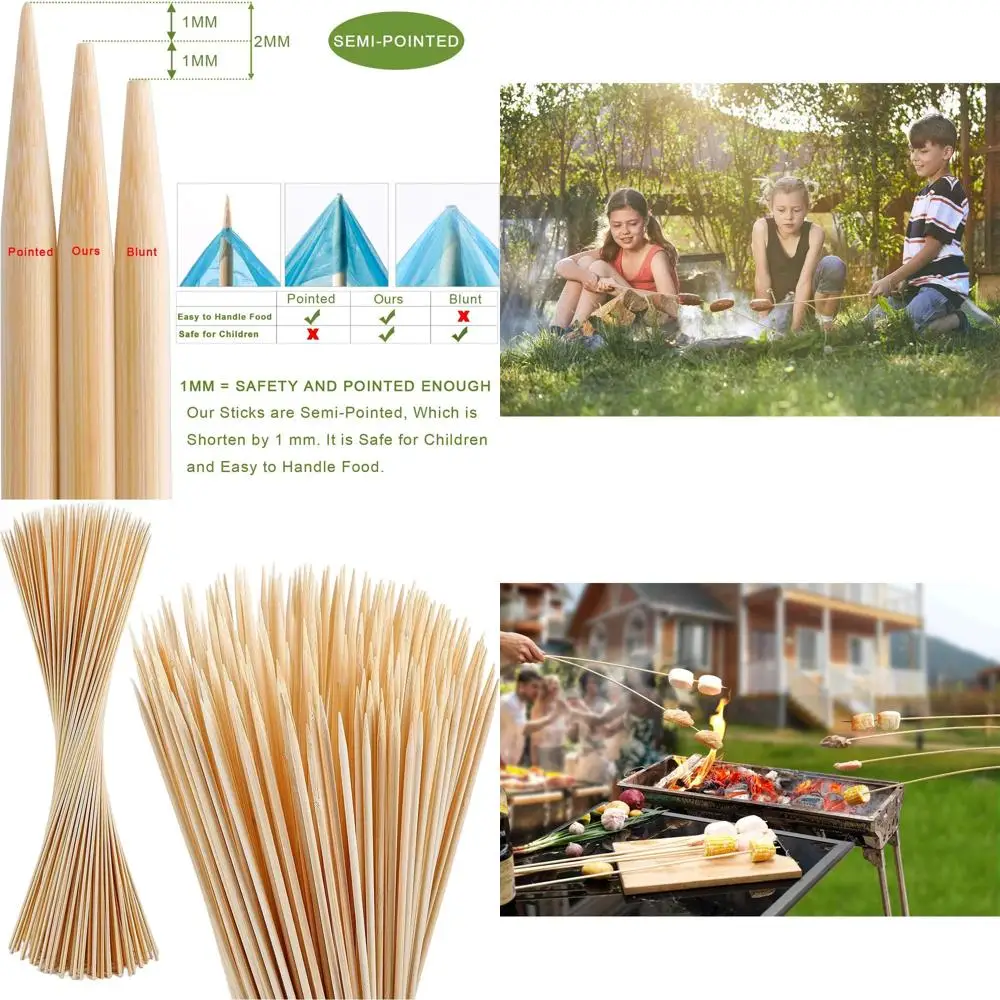 

30-Inch Long Heavy-Duty Bamboo Skewers for S'mores and Camping, 300-Pack