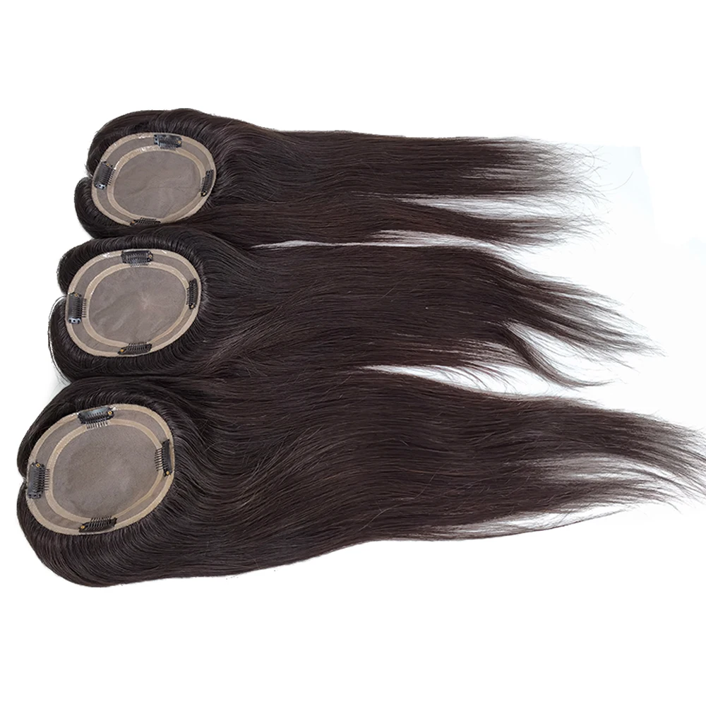 Pronto per la spedizione Topper per capelli umani europei Mono Hair Topper mano legato monofilamento pezzo di capelli umani per le donne per la caduta dei capelli