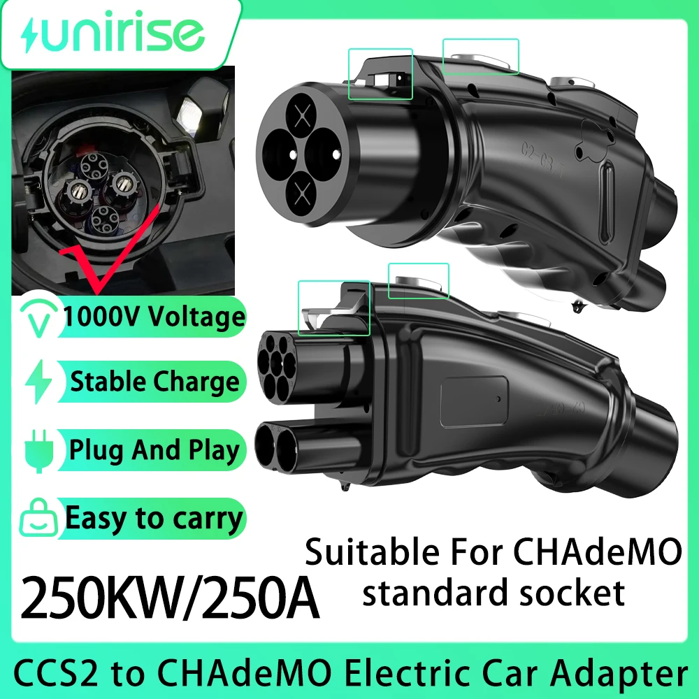 

Адаптер зарядного устройства CCS2 к CHAdeMO постоянного тока, 250 кВт, 1000 В, разъемы для электромобилей CCS COMBO2 к Chademo, быстрое зарядное устройство для адаптера электромобиля Nissan