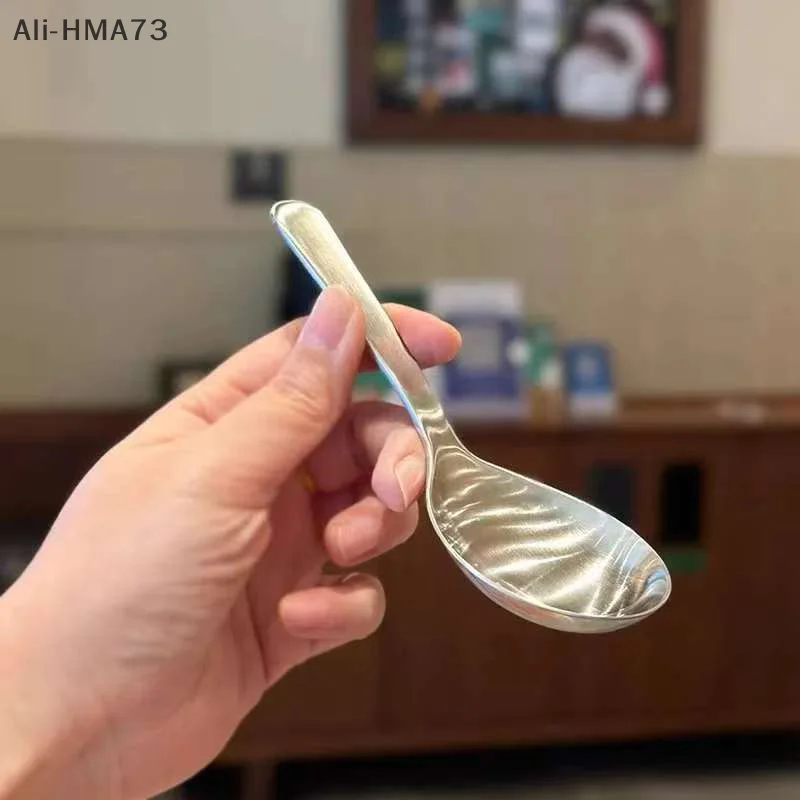 الفولاذ المقاوم للصدأ ملعقة مستديرة صافي الأحمر الذهبي عشاء مقبض طويل اثارة ملاعق الحلوى لأدوات اكسسوارات المطبخ