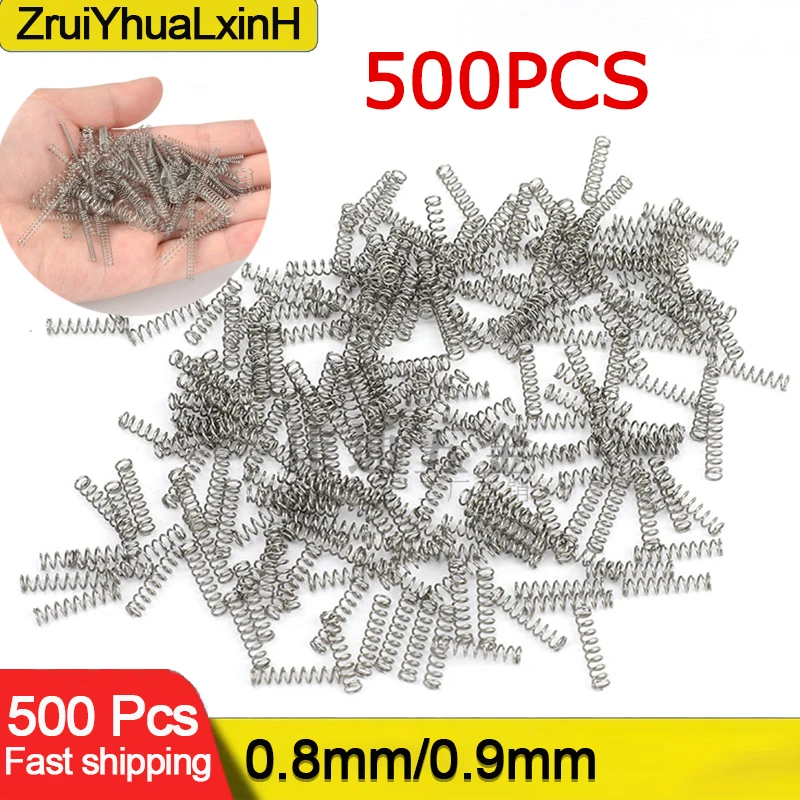 500 قطعة/الوحدة 304 الفولاذ المقاوم للصدأ 0.8 مللي متر 0.9 مللي متر مايكرو ضغط صغير الربيع OD 5/6/7/8/9/10/11/12/13/14/15/16 مللي متر طول 5 مللي متر-50 مللي متر