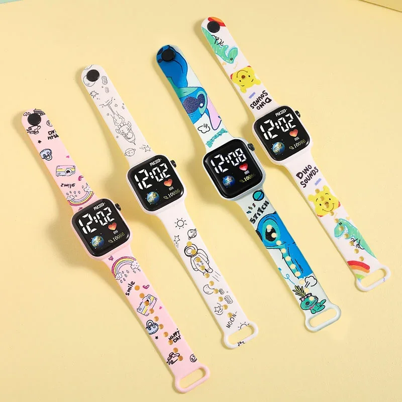 Disney Stitch Children's Electronic Watch Fashion Animation Boy Girls Digital Watch Student Sports Wrist Watch Kids Gift