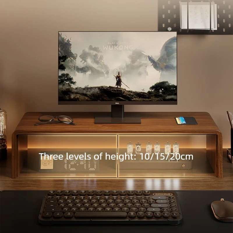 Wooden Monitor Storage Rack Office Monitors Laptop Riser Stand Desktop Computer Screen Height Increase Base Monitor Organizer