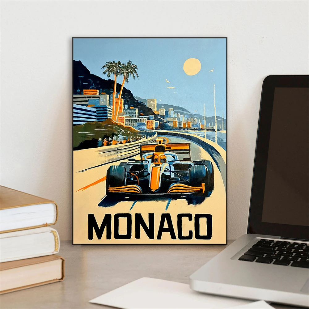 Formula 1 Art Print Poster Art Las Vegas Grand Prix Print Monaco Vintage Illustration Zandvoort F1 Canvas Painting Home Decor