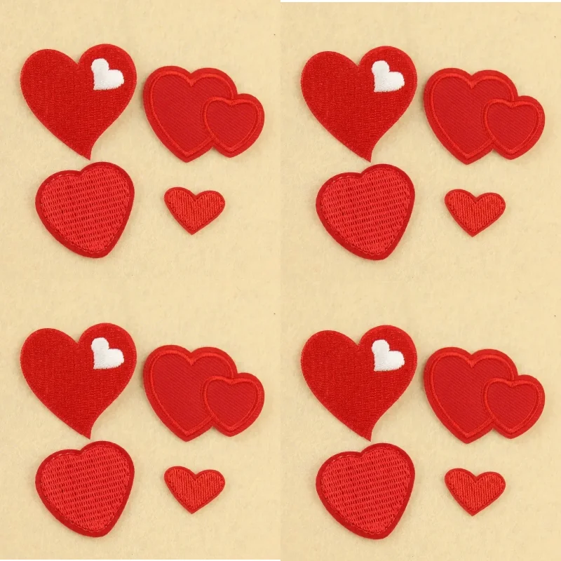 Factory Direct Sales Cartoon Small Love Cloth Sticker Adhesive Children's Clothing Accessories Embroidery Stamp DIY Hole