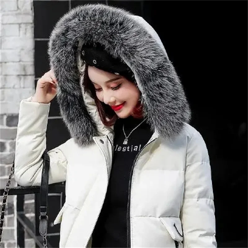 Short Fur collar cotton Jacket Women's Coat 2025 Winter New Loose Versatile Thick Hooded Jackets Female Warm Parkas Outwear ﻿