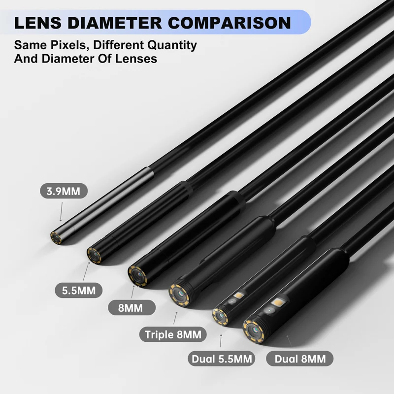 المنظار اللاسلكي عدسة واحدة مزدوجة ثلاثية آيفون/أندرويد 1080P HD كاميرا التفتيش IP67 واي فاي Borescope لأنابيب سيارة المجاري #2